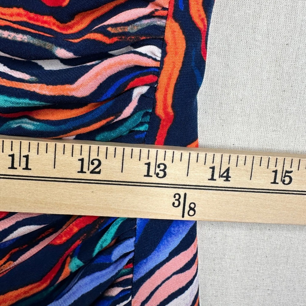 Maggy London Long Sleeve Asymmetric‎ Midi Dress size 8 Multicolor - Picture 6 of 7